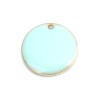Sequins résine style émaillés rond Bleu Pastel 16 mm sur une base en métal dore