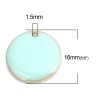 Sequins résine style émaillés rond Bleu Pastel 16 mm sur une base en métal dore