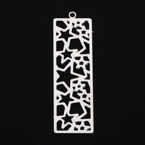 Estampes Pendentifs Rectangle avec Etoile 47mm métal finition Argent Platine
