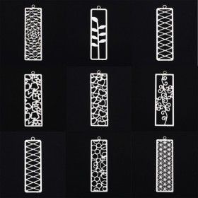 Estampes Pendentifs Rectangle avec Etoile 47mm métal finition Argent Platine