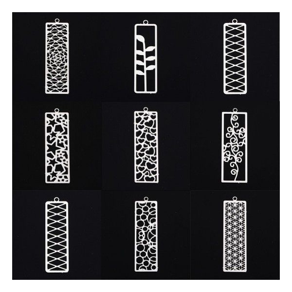 Estampes Pendentifs Rectangle avec Etoile 47mm métal finition Argent Platine