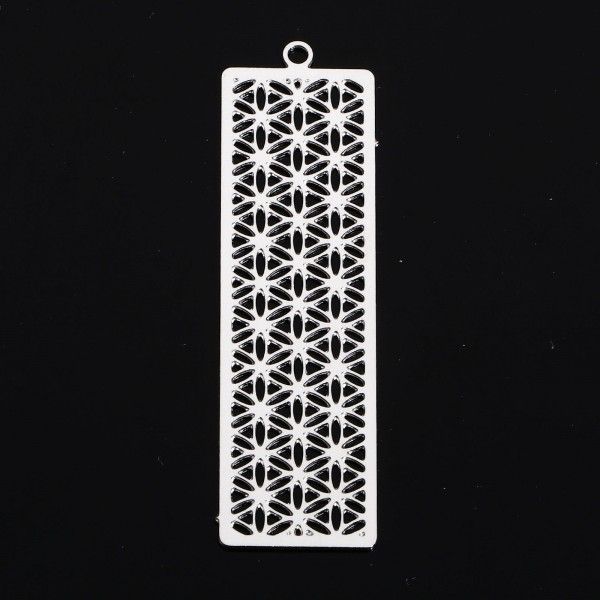 Estampes Rectangle Multi Fleurs 47mm Métal Argent Platine