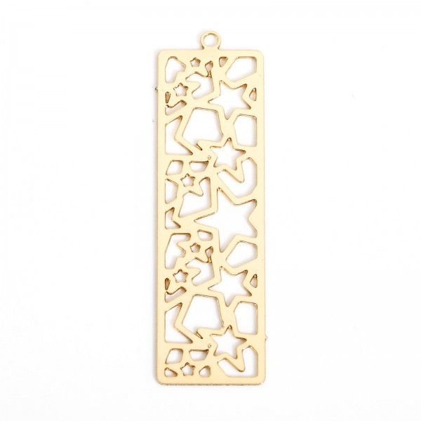 Estampes Pendentifs Rectangle avec Etoiles 47mm métal finition Doré