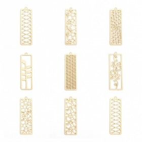 Estampes Pendentifs Rectangle avec Etoiles 47mm métal finition Doré