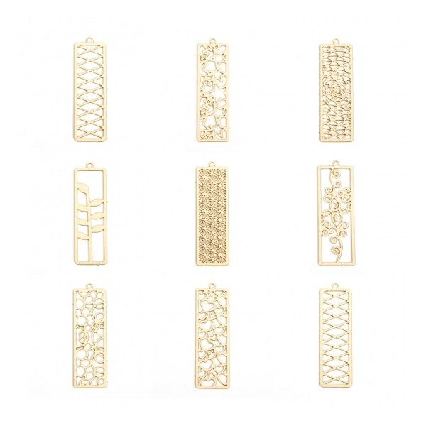 Estampes Pendentifs Rectangle avec Etoiles 47mm métal finition Doré