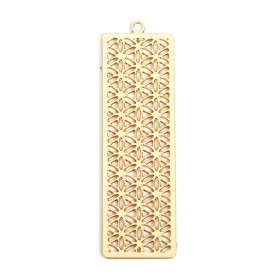 Estampes Pendentifs Rectangle Multi Fleurs 47mm métal finition Doré