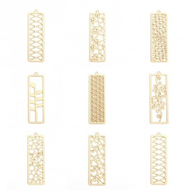 Estampes Pendentifs, Charms Rectangle Arabesque 47mm – Métal Doré