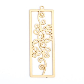 Estampes Pendentifs, Charms Rectangle Arabesque 47mm – Métal Doré