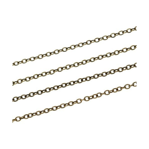 Chaine qualité cuivre, maille forçat fine 2 par 1.5mm, finition Bronze