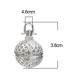 Pendentif, Cage pour Perle, BOLA GROSSESSE  20mm, Boule de Parfum Métal finition Argent Platine