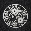 Estampes Pendentifs Fleurs dans Cercle 35mm métal finition Argent Platine