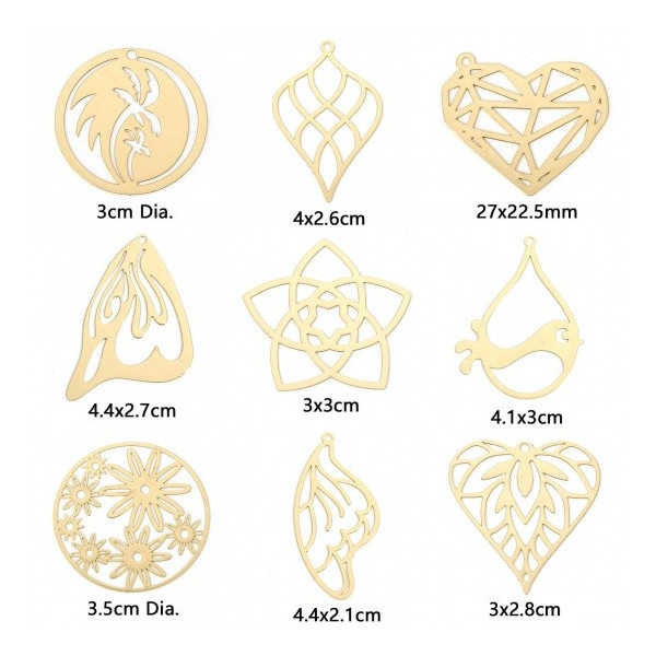 Estampes Pendentifs Fleurs dans Cercle 35mm métal finition Doré