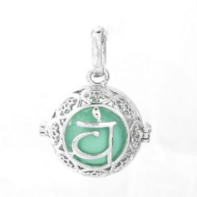Pendentif, Cage pour Perle, BOLA GROSSESSE signe Yoga 16mm, Boule de Parfum Métal finition Argent Platine