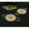Connecteurs Marguerite résine émaillé 13mm Rose pale base doré