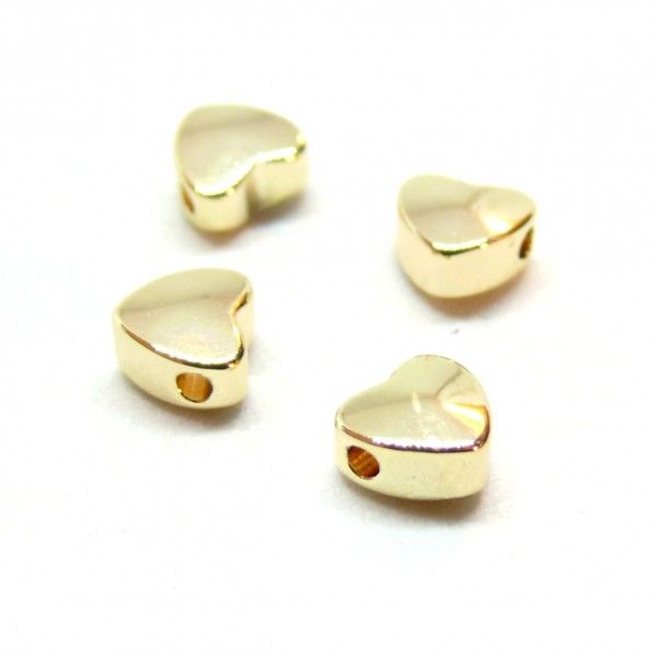 Perles Intercalaires Cœur 6 mm en Cuivre -finition OR 18KT