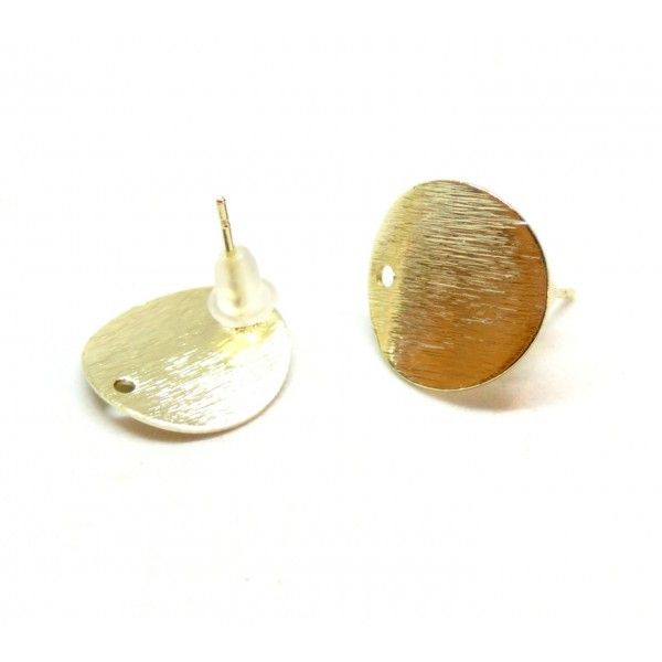 1 paire de boucle d'oreille clou rond vague métal doré - Un grand marché