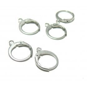 Boucles d’Oreilles Dormeuses Rondes 15 mm avec Accroche – Acier Inoxydable 316 – Argenté