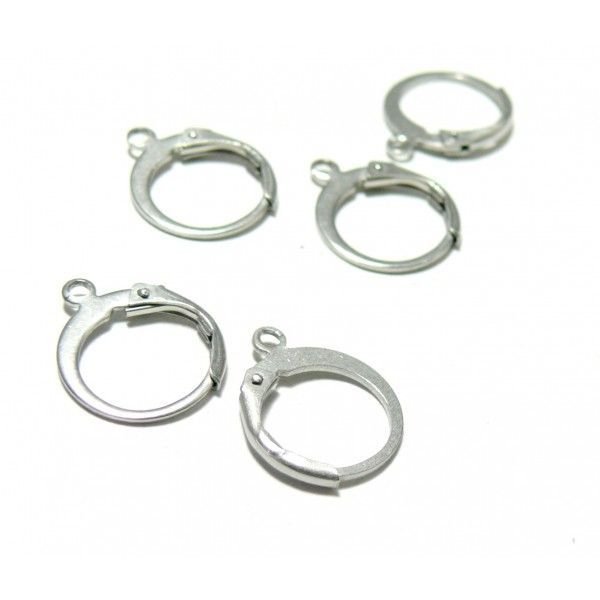 Boucles d’Oreilles Dormeuses Rondes 15 mm avec Accroche – Acier Inoxydable 316 – Argenté