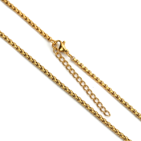 Collier Matinée 45  cm - maille Paloma 2 mm - en Acier Inoxydable 304 Placage Doré avec chaine d'extension