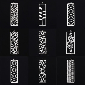 Estampes Pendentifs Rectangle avec Multi cercle 47mm métal finition Argent Platine