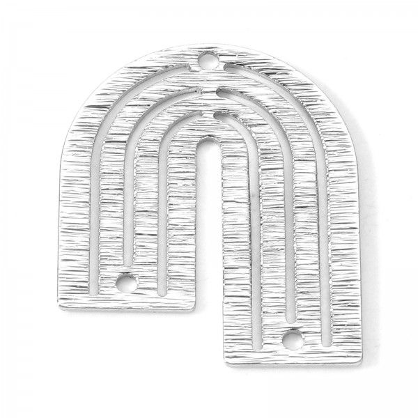 Pendentifs, multi connecteurs forme géométrique Arche 27m en Cuivre strié finition Platinum Argent