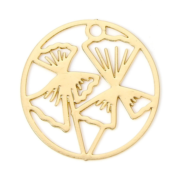 Estampes, Pendentifs Papyrus dans Cercle 17.5mm, métal finition Doré