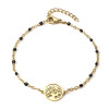 Bracelet Arbre dans médaillon avec résine style émaillé Noir en Acier Inoxydable 304 finition 18KT