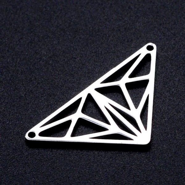 Connecteurs -  Forme Géométrique  Triangle 28mm - en Acier Inoxydable 201  Placage Ionique Argenté