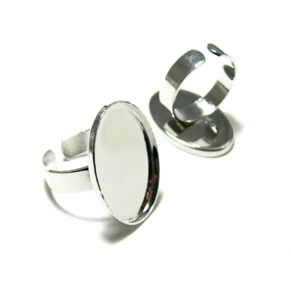 BN118943 – Lot de 2 ou 4 Supports de Bagues Ovales 18x25mm – Qualité Supérieure – Finition Argent Platine