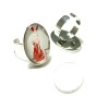 Supports de Bagues Ovale Qualité Superieur 18 par 25mm BN118943 Argent Platine et 4 cabochons en verre transparents