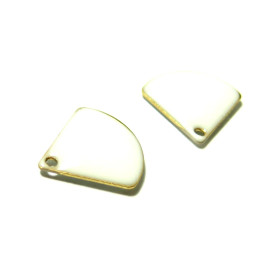 Sequins médaillons émaillés Eventail 13 par 12mm Blanc Crème