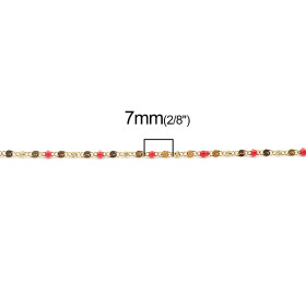 PS110257909 – 50 cm Chaîne Maille Fine Émaillée Rouge – Acier Inoxydable 304 Doré