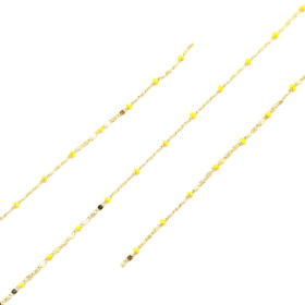 Chaine maille fine émaillée JAUNE Acier Inoxydable 304 finition Doré