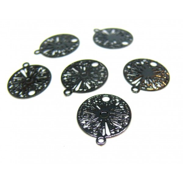 Estampes connecteurs Fleur de pissenlit dans médaille par 13mm métal finition Noir