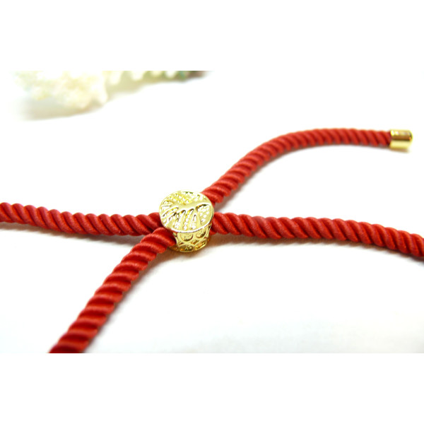 Support bracelet Intercalaire Arbre cordon Nylon ajustable avec accroche  Laiton Doré 18KT Coloris Rouge