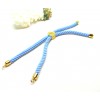 Support bracelet Intercalaire Arbre cordon Nylon ajustable avec accroche  Laiton Doré 18KT Coloris Bleu Ciel