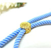 Support bracelet Intercalaire Arbre cordon Nylon ajustable avec accroche  Laiton Doré 18KT Coloris Bleu Ciel