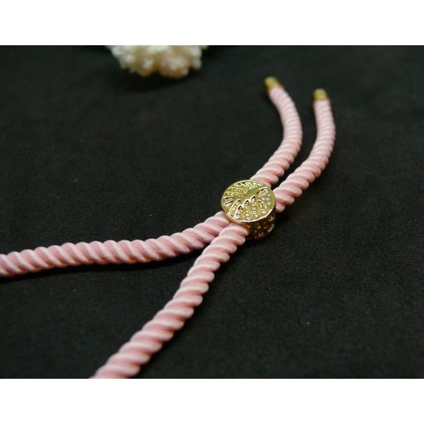 Support bracelet Intercalaire Arbre cordon Nylon ajustable avec accroche  Laiton Doré 18KT Coloris Rose