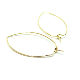 Boucles d'oreilles Créoles Tige forme Navette 38mm Laiton finition Or 18KT