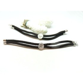 Support bracelet Intercalaire Arbre cordon Nylon ajustable avec accroche  Laiton finition Platinum Coloris Marron Foncé
