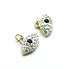 Pendentif avec anneau Amulette, grigri, œil de la protection avec strass 6.5mmen acier Inoxydable 316 finition Doré