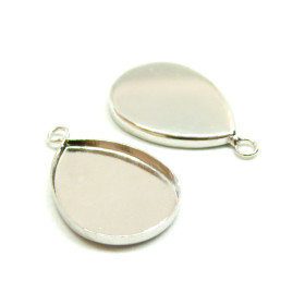 Supports de pendentif Goutte Qualité 18 par 25 mm laiton coloris Argent Platine
