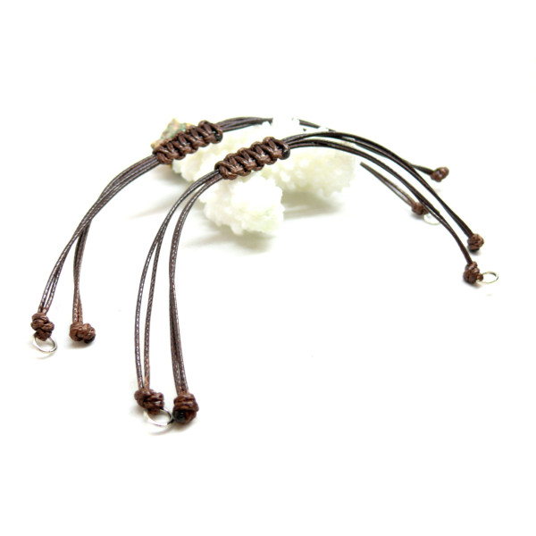 Bracelets Réglable en Corde MARRON 0.8 mm - anneaux Argenté