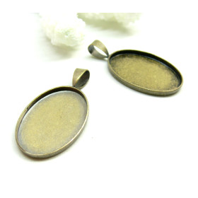 Supports de pendentifs ovales 18 par 25mm attache triangle laiton finition Bronze