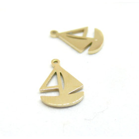 Pendentifs Bateau, Voilier 10 mm en acier Inoxydable 304 finition à l'or fin 14K