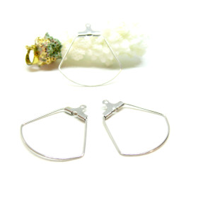 Boucles d'oreilles Créoles Cintres forme Eventail 27mm Acier inoxydable finition Argenté