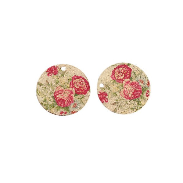 Pendentifs, breloques stardust Ronde 20mm, Pivoine Doré