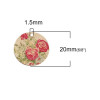 Pendentifs, breloques stardust Ronde 20mm, Pivoine Doré