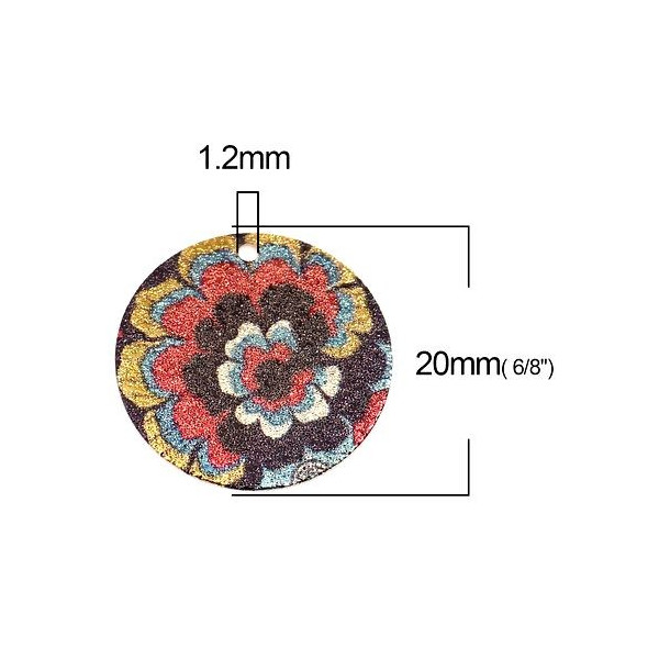 Pendentifs breloques stardust Ronde 20mm Flower Power Doré