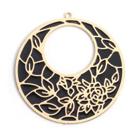 Estampe Pendentif Doré et Noir 39mm métal finition Doré